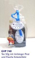Geschenkverp. Tee 50g, Lik&ouml;r, Anh&auml;nger