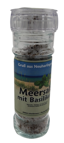 Gew&uuml;rzm&uuml;hle Meersalz mit Basilikum 100g