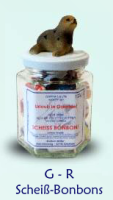 Glas Scheiss-Bonbons 125g + Seehund