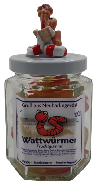 Glas Wattw&uuml;rmer FruGu 100g + Wattwurm
